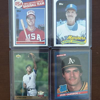 Vintage Baseball Rookie Cards. Mark McGwire USA, Derek Jeter, Randy Johnson Traded