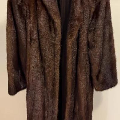 Full Length Natural Mink Fur Coat, Finland, Dark Brown