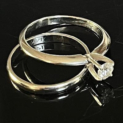 14K White Gold Diamond Wedding Set