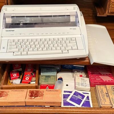 Brother Model ML100 Electric Typewriter, Plus Office Supplies