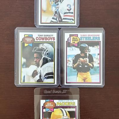 1979 Topps Football Cards. Walter Payton, Tony Dorsett, Terry Bradshaw, James Lofton Rookie