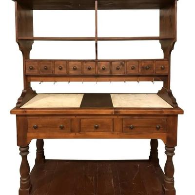 Large Vintage Handmade 2-Sided Pine Baker’s Rack Or Hutch Farmhouse Cupboard
