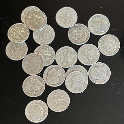 20 Roosevelt Silver Dimes 90% Silver 