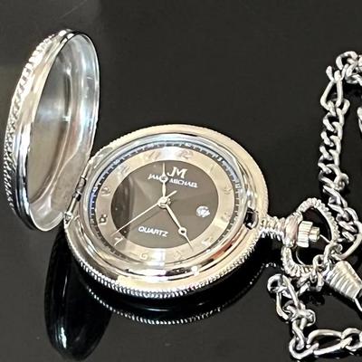 James Michael Quartz Japanese Movement Pocket Watch with Chain