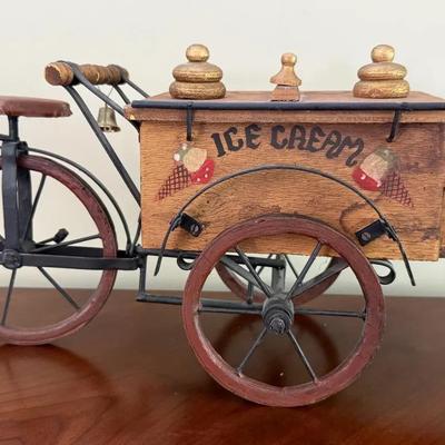 Primitive Folk Art Wood & Metal Ice Cream Tricycle Cart