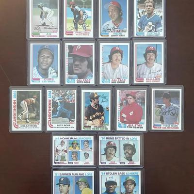 1982 Topps Baseball Cards. Pete Rose, Rickey Henderson, Lee Smith, and More