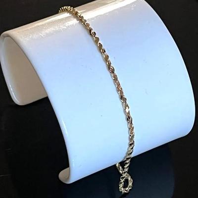 14K Yellow Gold Rope Chain Bracelet 