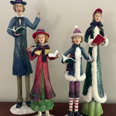 Victorian Style ‘Pencil’ Or Tall/Skinny Carolers Family (4 Pieces)