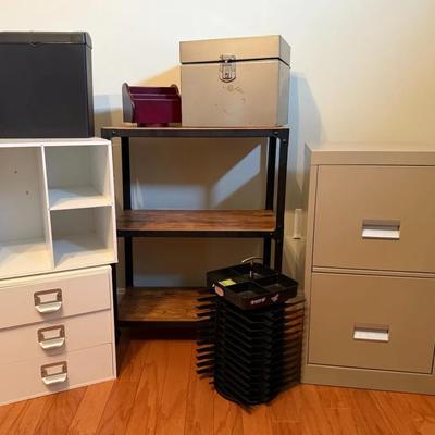 Office Supply & Storage With Paper Shredder, File Cabinet, Rolling Cart
