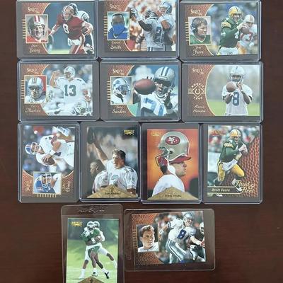 Vintage Football Cards. Barry Sanders, Steve Young, Brett Favre, Elway, Marino, and More