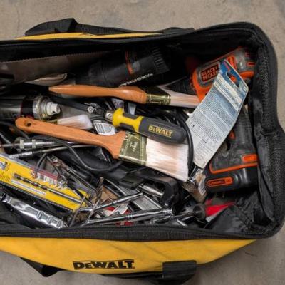 WST098 Heavy Duty Toolbag from "DeWALT" & Tools. Up for Auction! Bid to Win. It is Heavy 50 LBS +/-.
