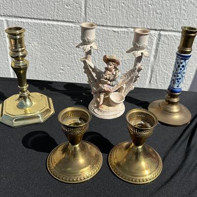 Mixed Lot of 5 Vintage Candlesticks / Candelabras