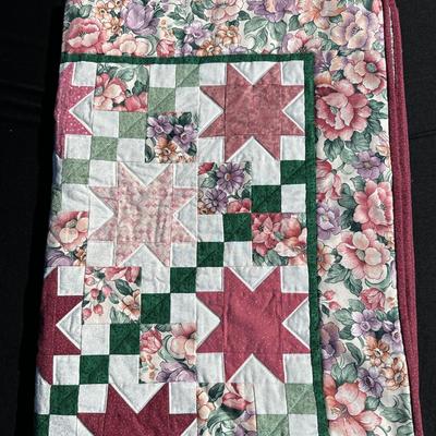 Handmade Star Quilt with Floral and Berry Pattern