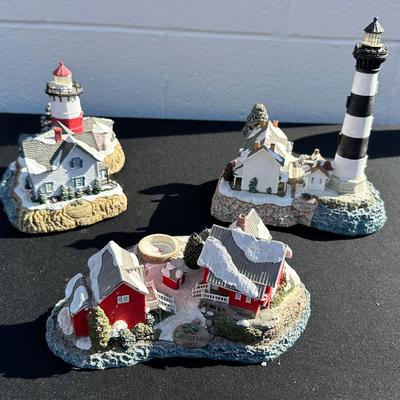  Lot of 3 "Harbor Lights" Christmas Village Collectibles 