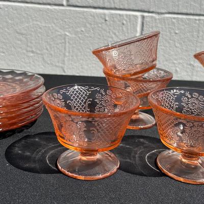 Vintage Pink Depression Glass Set – 12 Pieces 