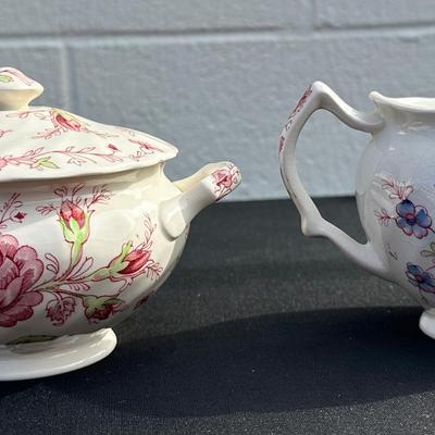 Vintage "Made in England" Floral Sugar and Creamer Set