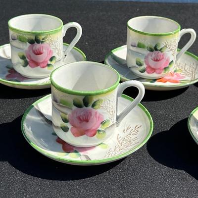 Vintage Hand-Painted Demitasse Cup & Saucer Set - Made in Japan