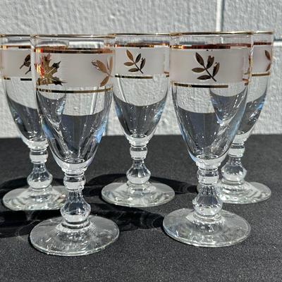 Vintage Libbey Gold Leaf Pattern Glassware – Mid-Century Modern Set of 5