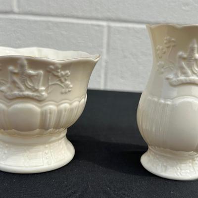Vintage Belleek "Shamrock" Pattern Vase & Basket - Made in Ireland