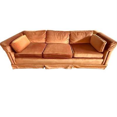 Lot 017   
Hollywood Regency Hammary Furniture Velvet Tuxedo Sofa