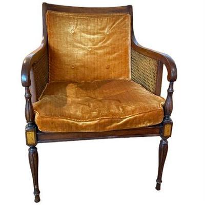 Lot 018   
Hollywood Regency Style Caned Bergere Armchair