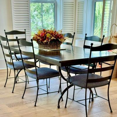 Sale Photo Thumbnail #1: Gorgeous/well-kept Charleston Forge 
Dining Table / 6 Chairs
Materials: 
Dining table:metal/wood
Chairs

