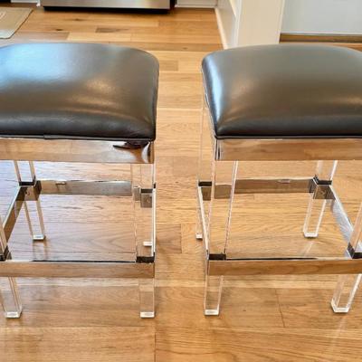 Sale Photo Thumbnail #18: Bernhardt Grey Leather Acetate Stools
Chez-Del, Akron, OH
Dimensions: 16”W x 23”H
Condition: Excellent 