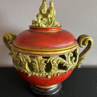 Vtg Sterling Industries Bird Finial Centerpiece Jar – Louis XIV Style	