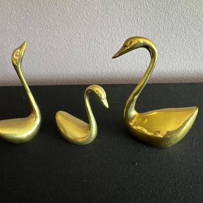 Qty 3 - Decorative Brass Swans	