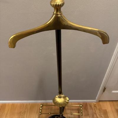 Brass and Black Iron Valet with Change Coat Jacket and Pants Holder	