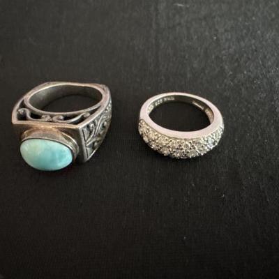 Qty 2 - Vintage Silver Rings (925) 14 Grams	
