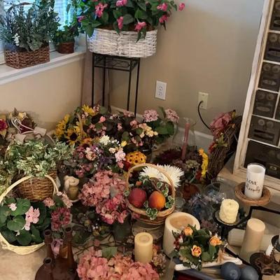 Faux Flowers, Candles and Candleholders