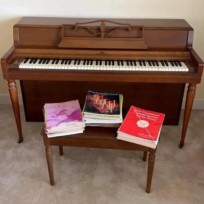 Wurlitzer Piano with Bench & Sheet Music