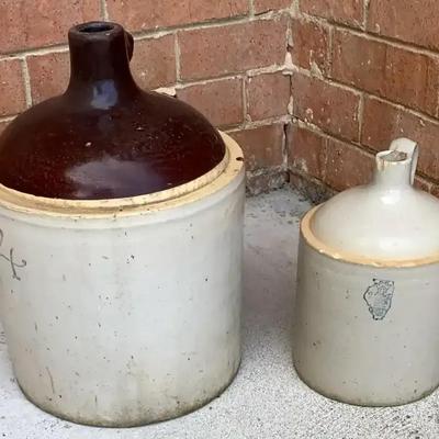 Antique Stoneware Jugs – S. & S. Co. and Two-Tone Crock Jug