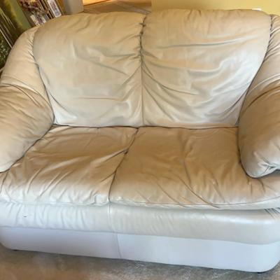 Tan Leather-Like Sofa