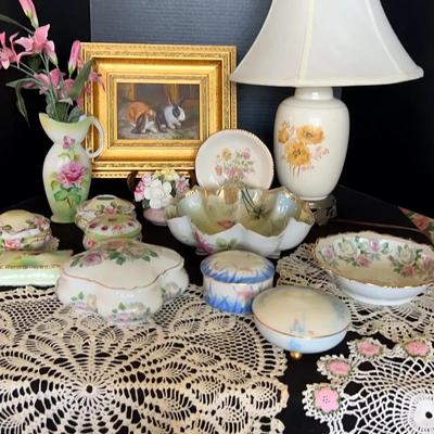 Vintage China Collection Featuring Limoges France & Floral Lamp