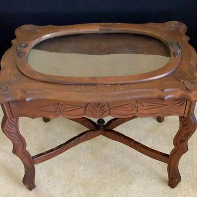 Unique Solid Wood Table with Removable Glass Tray