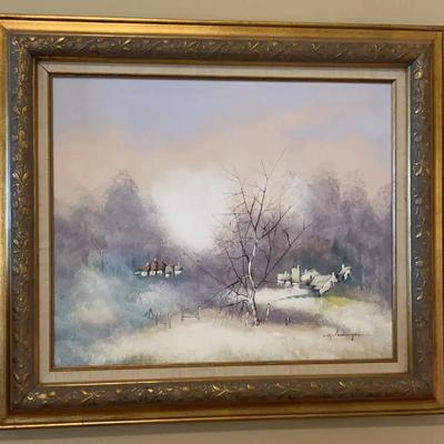 Signed Landscape Painting with Certificate – Framed Art