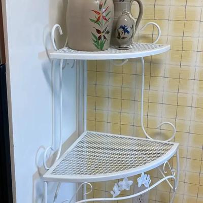 White Metal Corner Shelf Rack with Four Tiers
