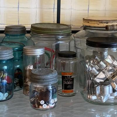 Collection of Vintage Glass Jars with Metal and Zinc Lids