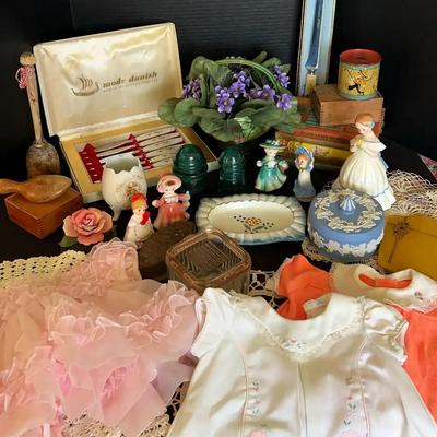 Vintage Collection Featuring Lefton Figurines, Books & Baby Clothes