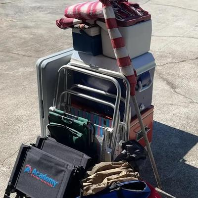 Camping and Outdoor Gear Featuring Coleman and Rubbermaid Coolers