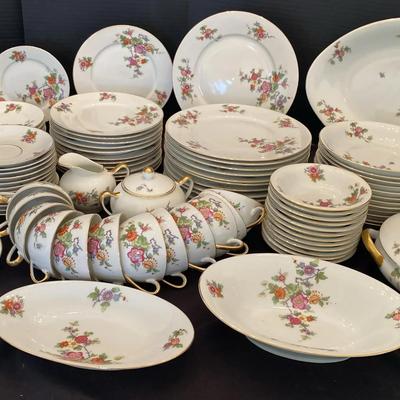 Royal Schwarzburg Floral China Dinnerware Set for 12 with Serving Pieces