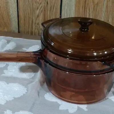 Vintage Amber Vision Double Boiler