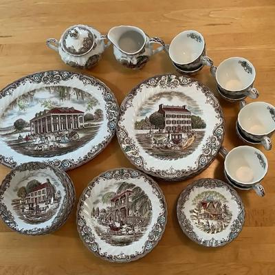 Johnson Brothers Heritage Hall 8 Five Piece Place Settings Plus Covered Sugar, Creamer And Platter