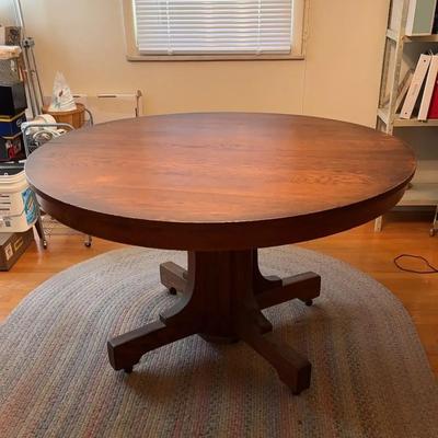Antique Mission Oak Table On Wheels (possible Stickley Brothers )