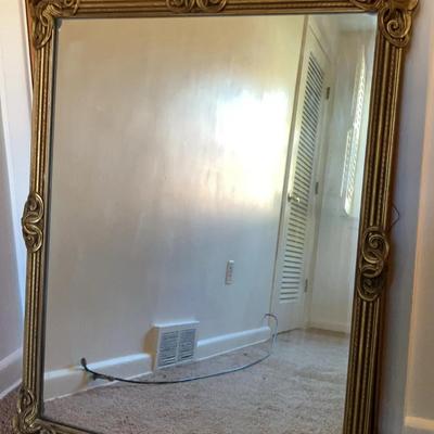 Vintage Gold Colored Carved Wood Mirror 