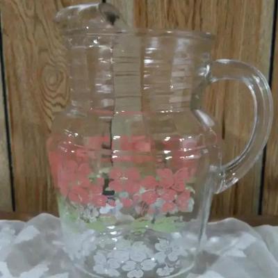 Anchor Hocking Pitcher - Dogwood (pink & white)