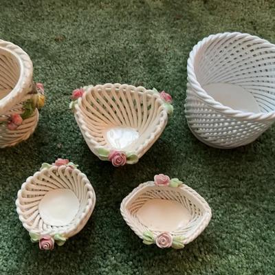 5 Porcelain Baskets - Made in Italy