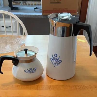 Corning Ware Blue Cornflower Percolator And Pot